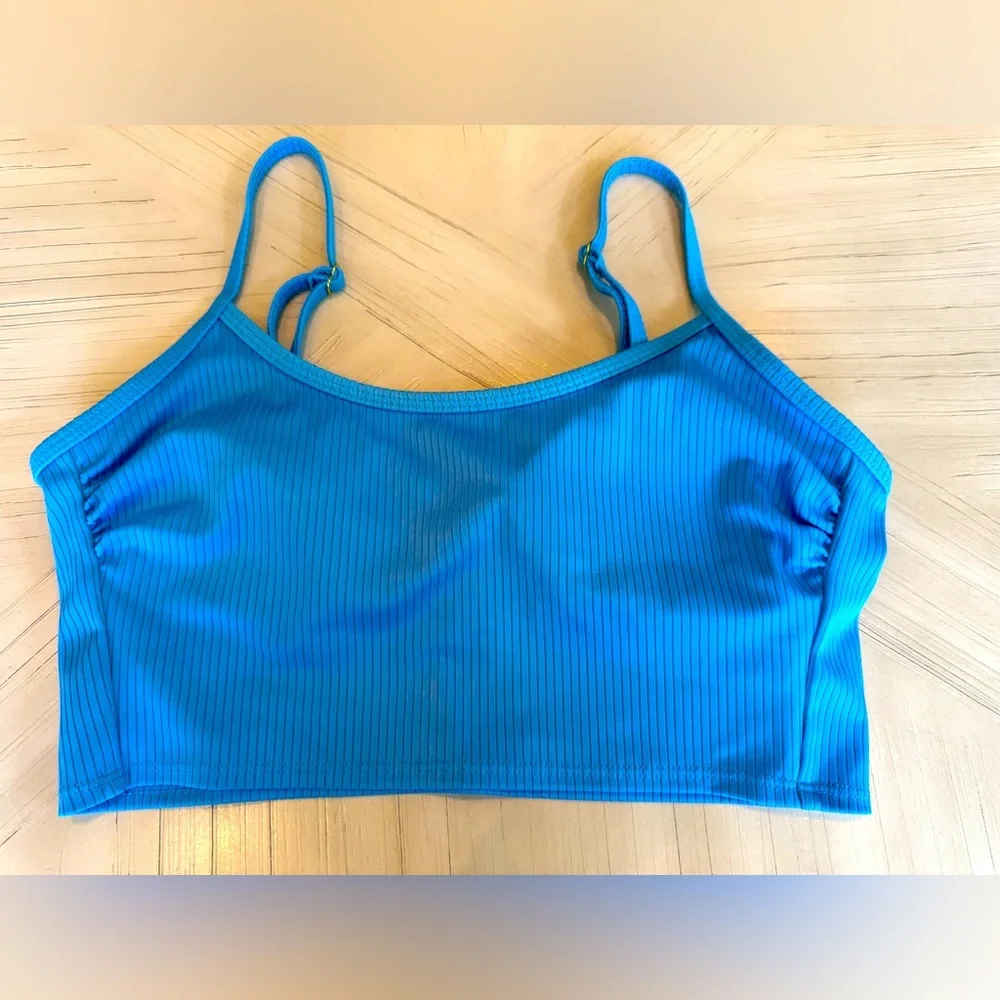 Wild Fable Ribbed Longline Bikini Top Blue S 4-6
